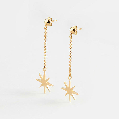 Pendientes Largos Estrellas Gold