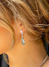 Long Earrings with Colored Stones Teardrop Design