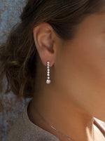 Boucles d'oreilles de mariée longues en argent, conception linéaire rigide