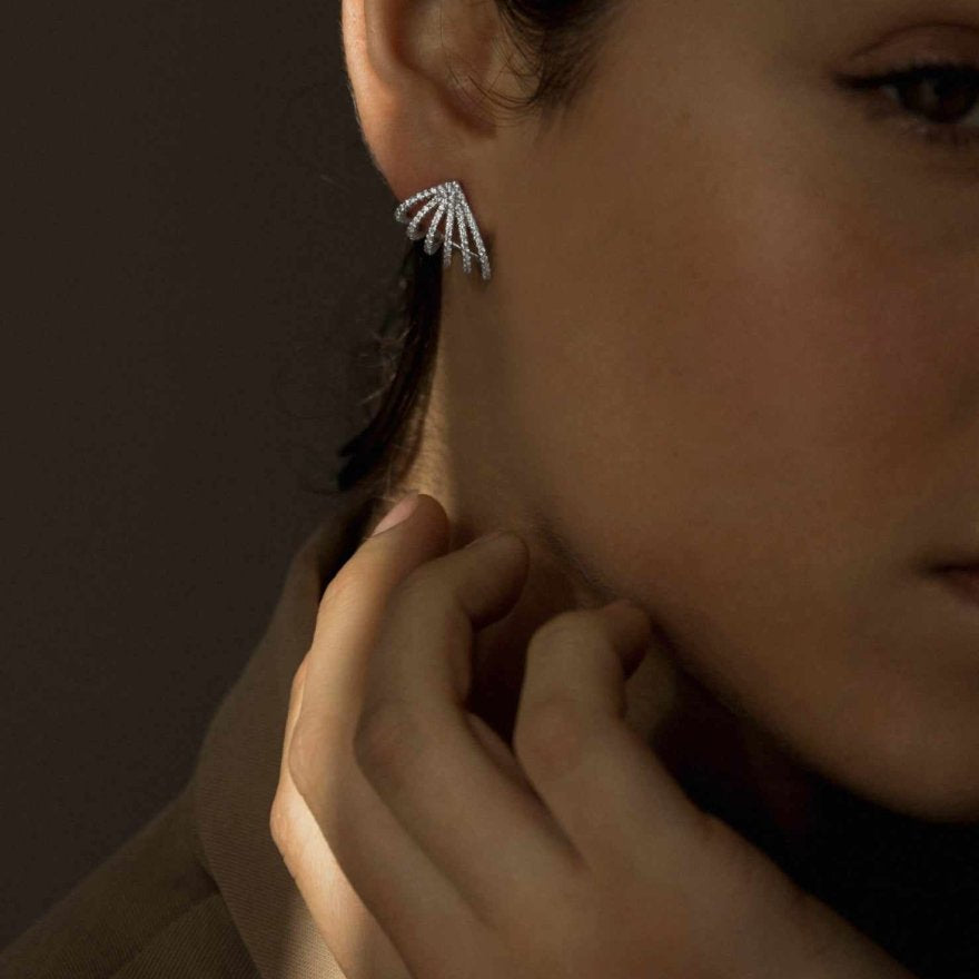 Original earrings six-lane design with zirconia stones