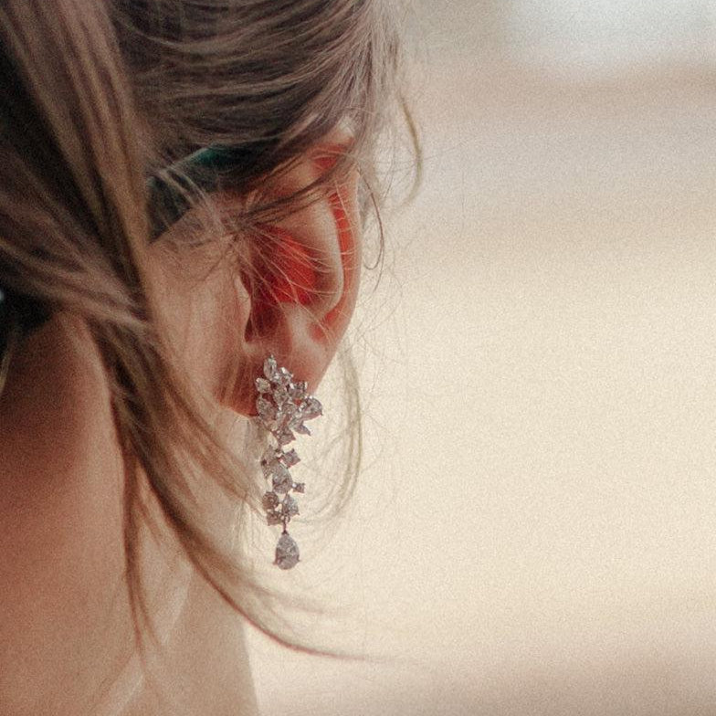 Bridal Earrings in Silver and Zirconia with Different Sizes