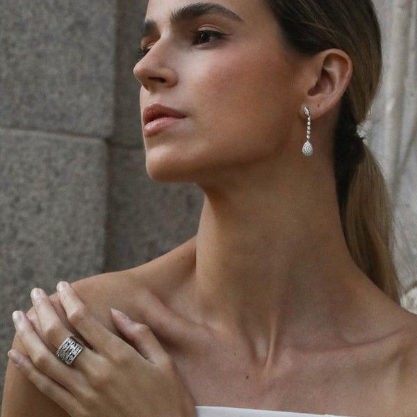 Bridal Earrings Pendant Design with Zirconia