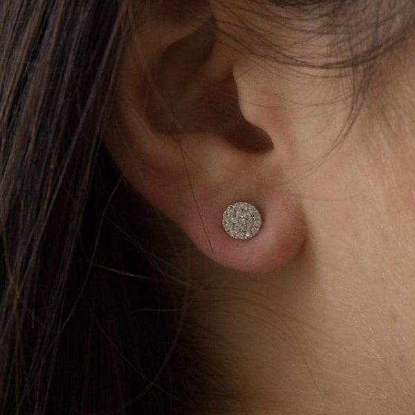 Small Shiny Silver Earrings Mini Circle Motif 6 mm