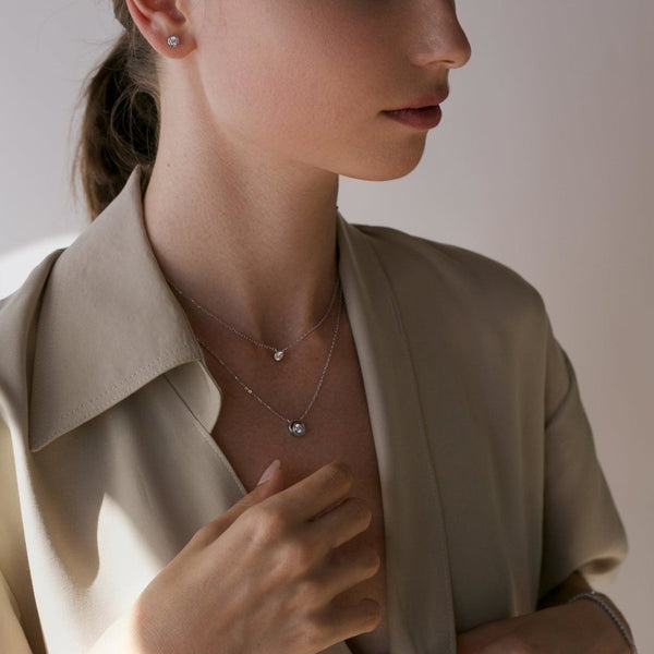 Small Silver Earrings Basic Circular Design with 5 mm Zirconia