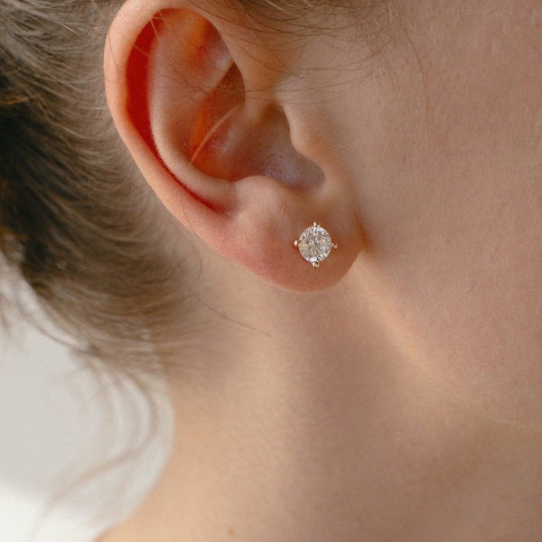 Small Earrings Geometric Design Pink Plating 6.3 mm