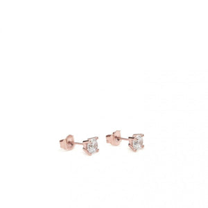 Pendientes Pequeños Diseño Geométrico Baño Rosa 6.3 mm