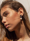 Irregular liquid design hanging pearl earrings