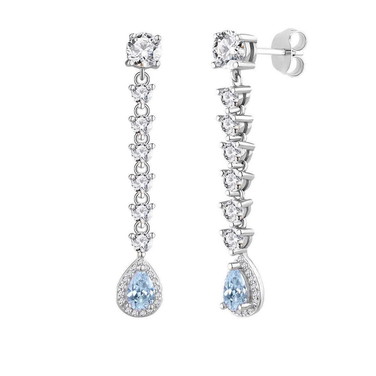 Boucles d'oreilles de mariée en argent longues, élégantes et linéaires