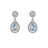Boucles d'oreilles pendantes courtes pour mariée, rosette ovale aigue-marine