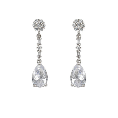 Pendientes de Novia Cortos Circonita Gota Rosetón