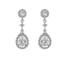 Short Bridal Earrings Drop Pavé Zirconia Rosette