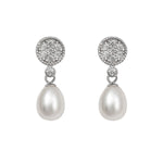 Boucles d'oreilles de mariée en perles ovales à rosette courte