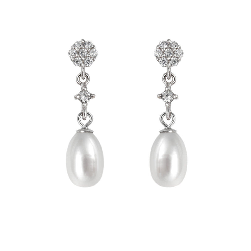 Boucles d'oreilles de mariée courtes en perles ovales