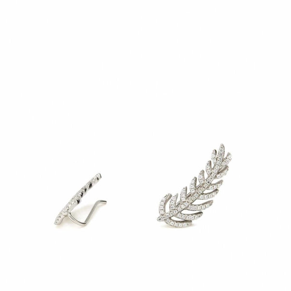 Leaf design climber earrings with cubic zirconia