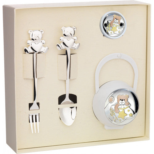 Pacifier Box Set + Pacifier Holder + Cutlery Bear Color