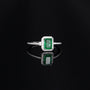 Rectangular ring with emerald cubic zirconia and micro cubic zirconias