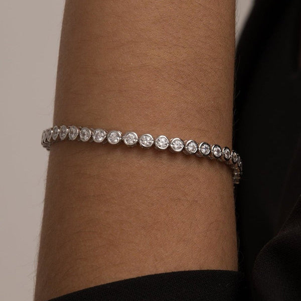 Pulseras Rivière Plata con Circonitas Redondas 4 mm