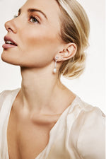 Pearl Earrings and Pavé and Zircon Bar