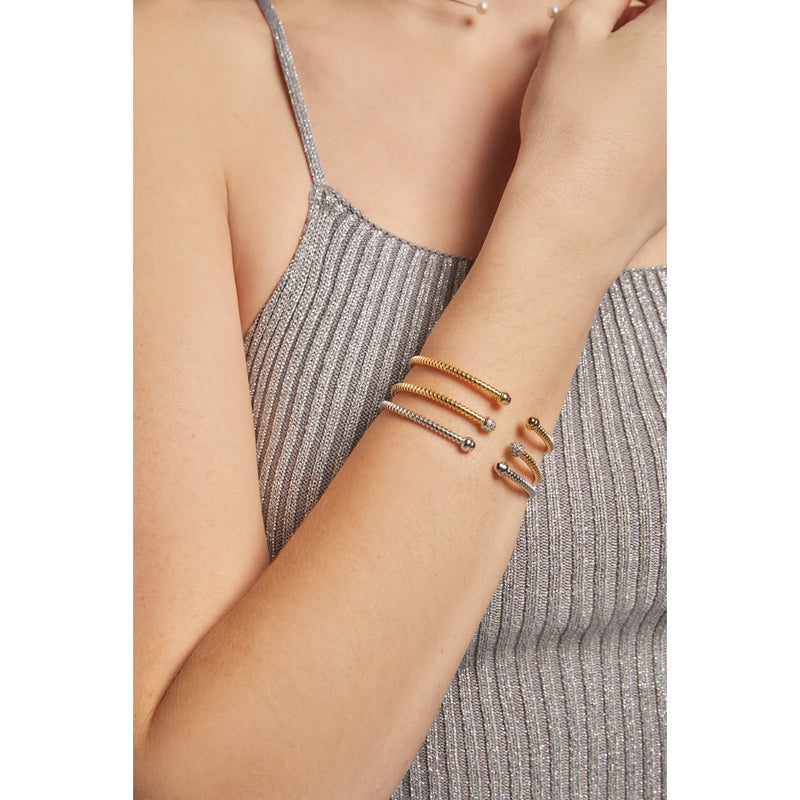 Brazalete Tubogas Plata 925 Dorada con Pavé de Circonitas