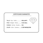18K Sortija Oro Blanco 5 Diamantes 0.025  Qts. Cuerpo Redondo 1 mm
