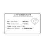 18K Sortija Abierta Oro Rosa Diamantes 0.030Qts. G-Vs2. Cuerpo Redondo 1 mm