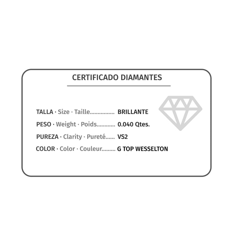 18K Pendientes Oro Amarillo Chaton Diamantes 0.040 Qts. G-Vs2. Cierre Presion