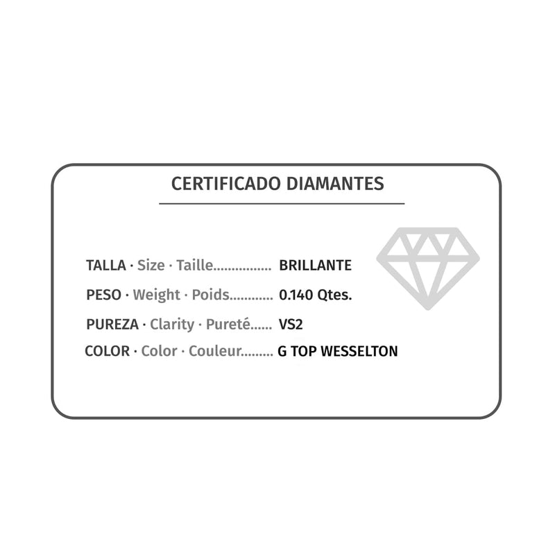 18K Pendientes Oro Amarillo Chaton Diamantes 0.140 Cts Presion