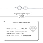 18K Gargantilla Oro Blanco Chaton Diamante 0.015 Qts. G-Vs2 Cadena 42 cm