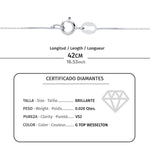 18K Gargantilla Oro Blanco Chaton Diamante 0.020 Qts. G-Vs2. Cadena 42 cm