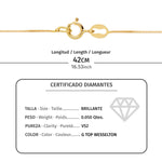 18K Gargantilla Oro Amarillo Chaton Diamante 0.050 Qts. G-Vs2. Cadena 42 cm