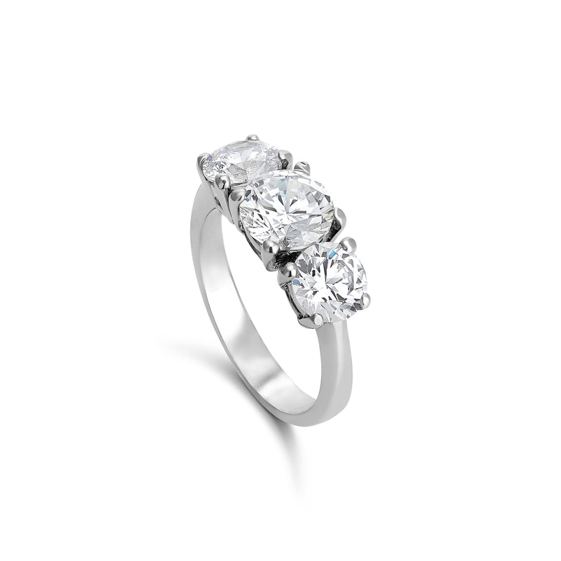 Silver and White Zirconia Trilogy Ring
