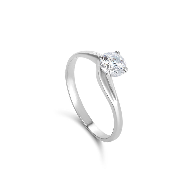 Braided Solitaire Silver Ring 6 mm