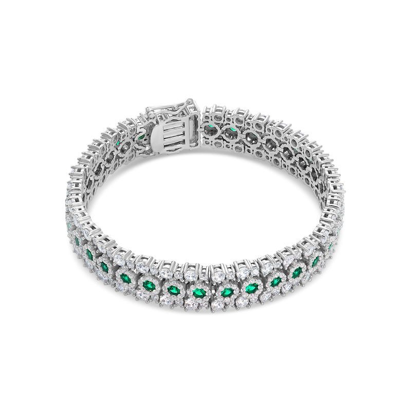 Emerald Round Zirconia Silver Bracelet