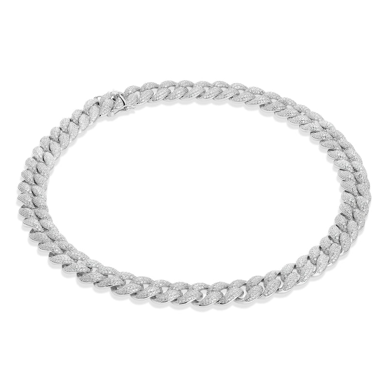 Silver and Pavé Chain Necklace