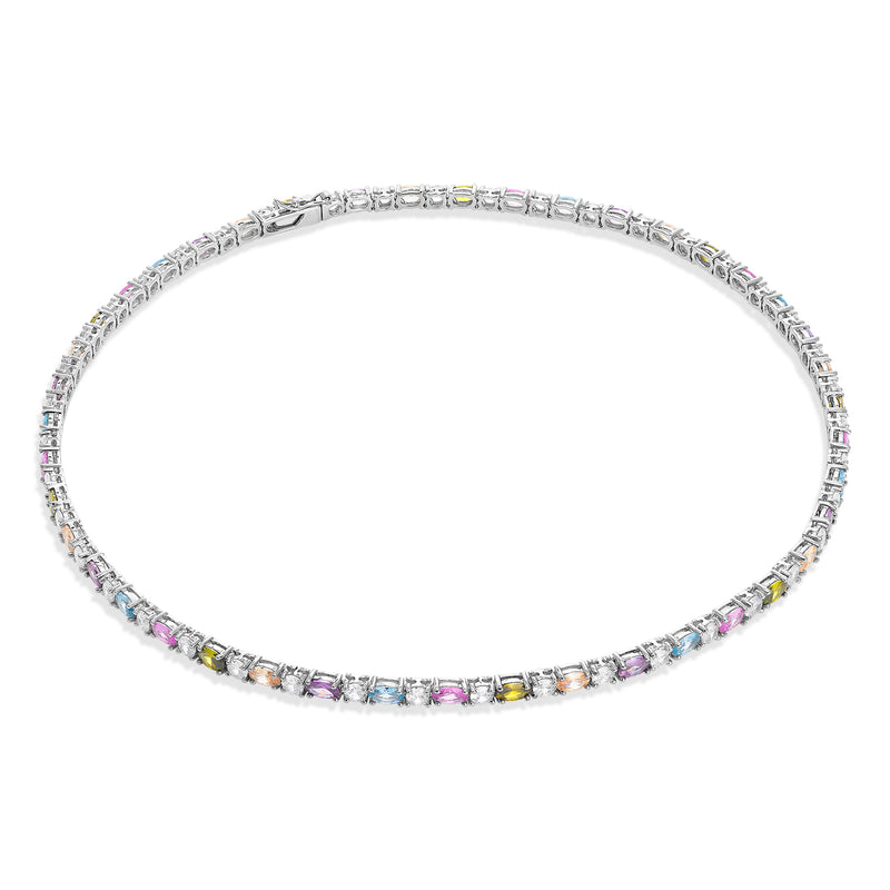 Silver Choker and Multicolor Zircons