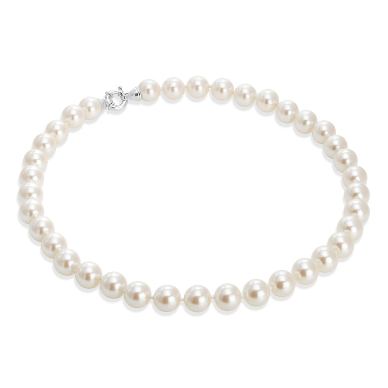 12 mm Pearl Necklace with Silver Clasp