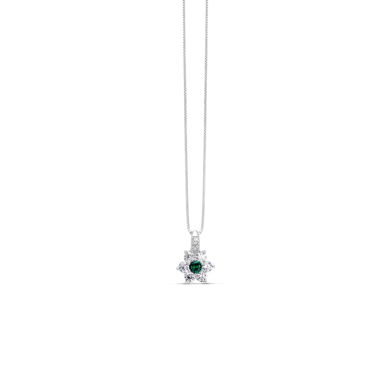 Silver and Emerald Zircon Pendant