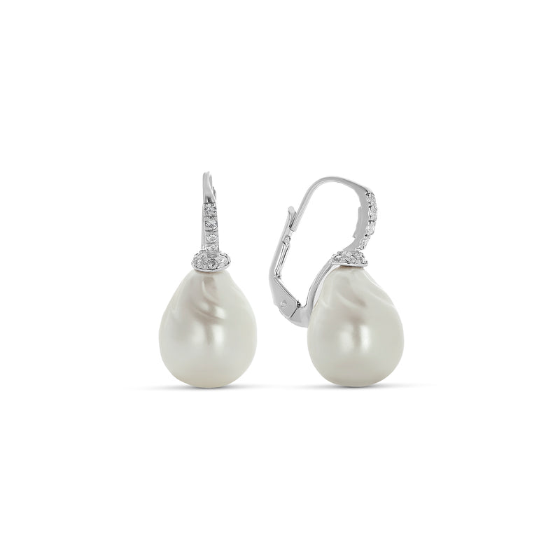 Boucles d'oreilles perles baroques 14 mm en argent