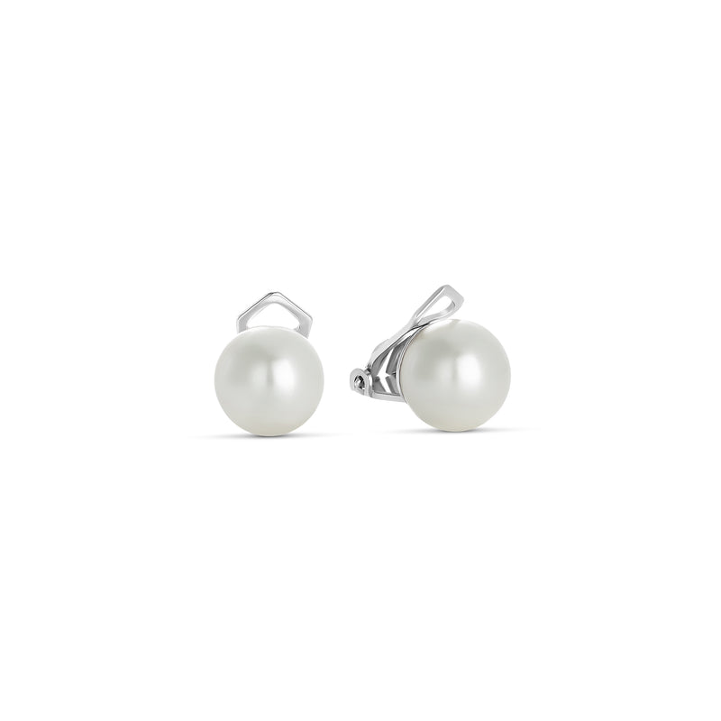 10 mm Shell Pearl Earrings in Silver Clip Closure