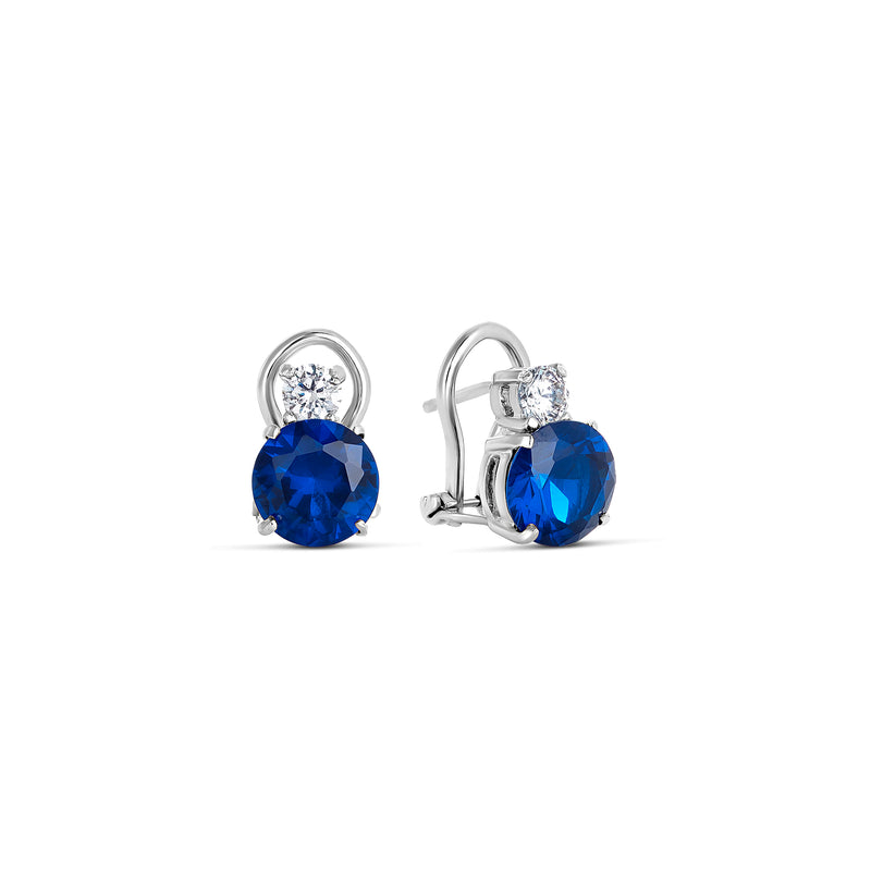 Silver and Double Zirconia Sapphire Earrings