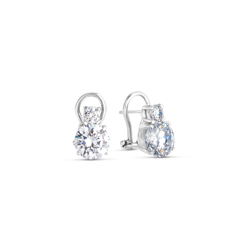 Silver and Double White Zirconia Earrings