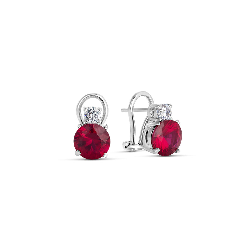 Silver and Double Ruby Zirconia Earrings