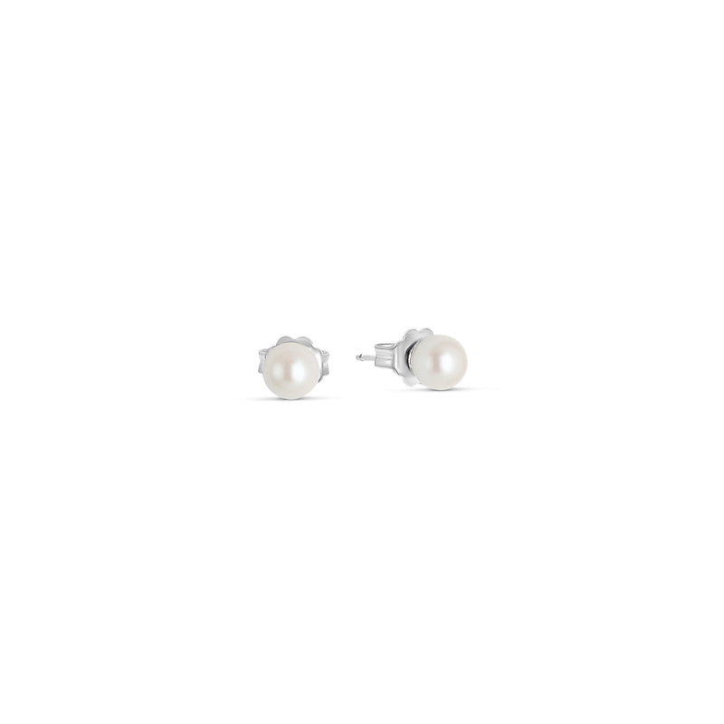 Shell Pearl Earrings 6 mm in Silver