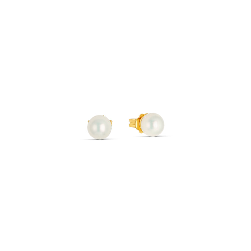 6 mm Shell Pearl Earrings in Gold Plated Silver