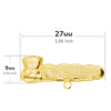 18K Yellow Gold Carved Bear Pin 27X9 mm