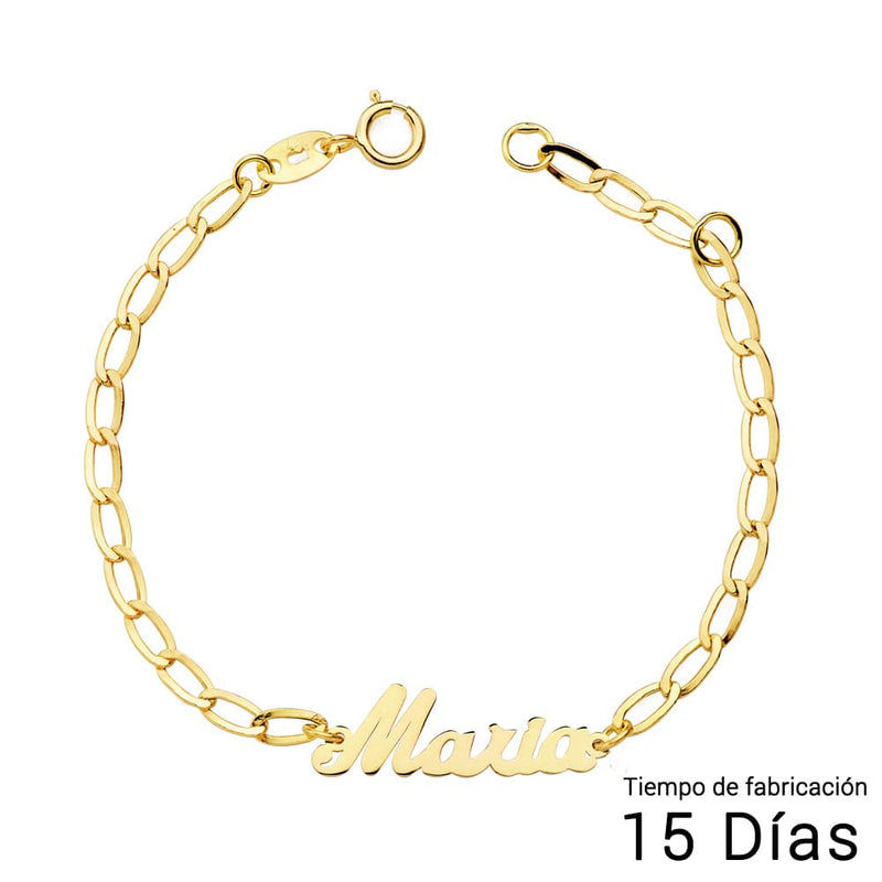 18K Girl's Name Bracelet 13 cm Chain Bilbao