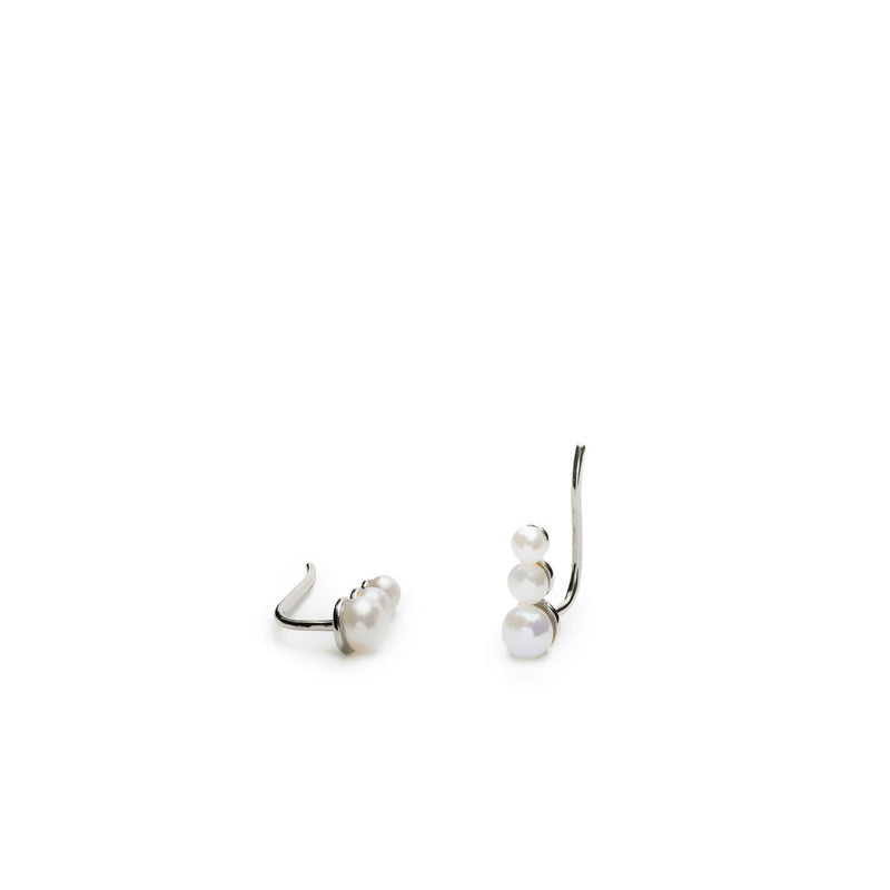 Boucles d'oreilles d'escalade design triple perles plaqué or