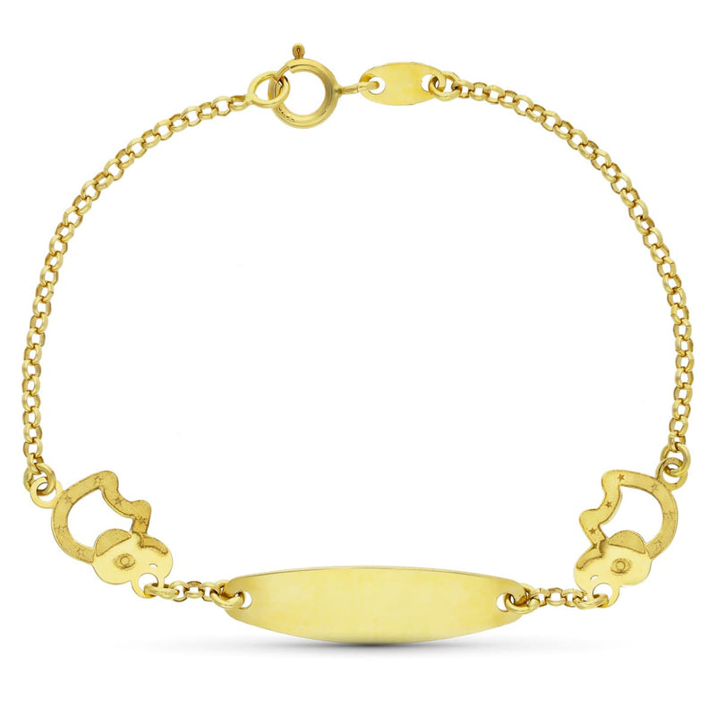 Bracelet éléphant en or jaune 18 carats. 13,5 cm