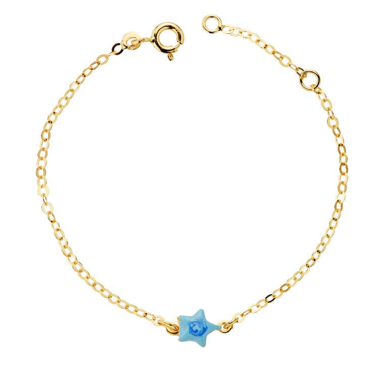 Bracelet bébé étoile en émail 18 carats.14 cm