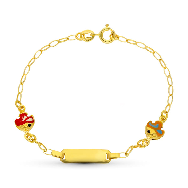 18K Yellow Gold Enamel Fish Bracelet 13.5 cm